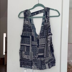 Myne Navy and Cream Patchwork Tank Top